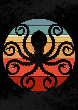 Octopus Snake Retro Sunset
