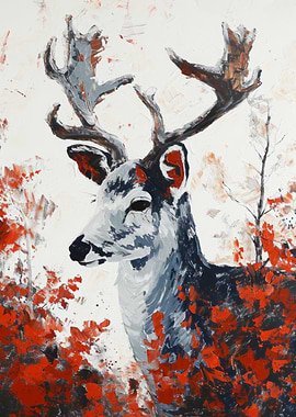 Deer in Red Forest