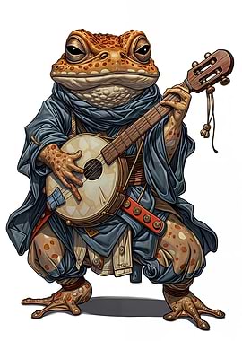 Samurai Frog Playing Banjo