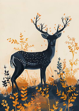 Black Spotted Deer in Autumn