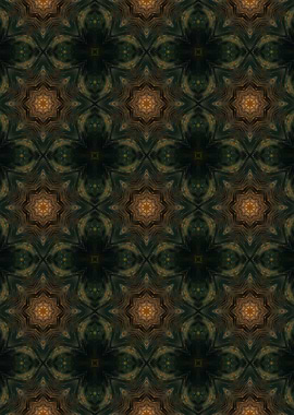 Green and Gold Kaleidoscope Pattern