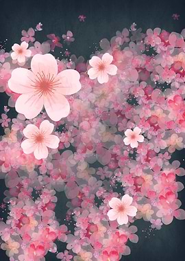 Pink Cherry Blossom Cluster