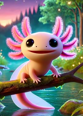 Cute Axolotl on Branch