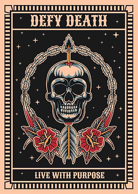 Defy Death Skull Tattoo art