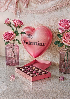 Valentine's Day Celebration: Hearts, Roses and Chocolates