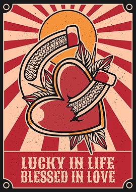 Lucky life vintage art illustration