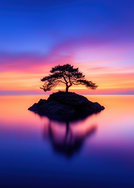 Silhouetted Tree at Sunset