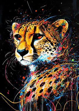 Cheetah in Splatter Art