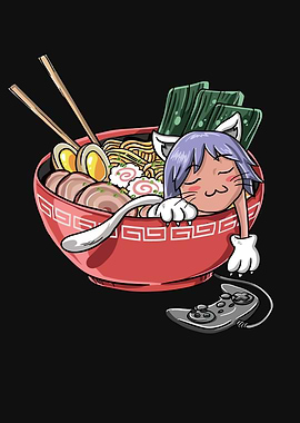Cat in Ramen Bowl