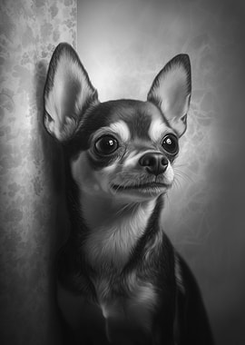 Chihuahua Dog Black White Portrait
