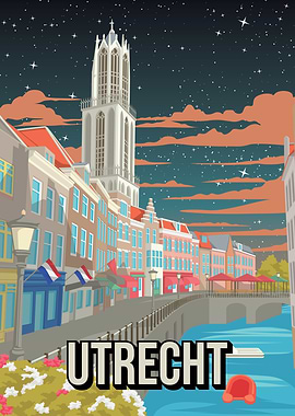 Utrecht Holland Netherlands Night Scene Skyline