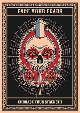 Face your fears, skull tattoo art