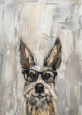Dog in Glasses Painting