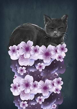 Cherry Blossoms Cloud Kitty