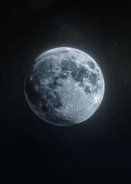 Beautiful Full Moon in Space