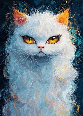 White Cat with Golden Eyes