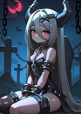 Chained Anime Girl Gaming