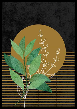 Minimalist Gold Botanical Art