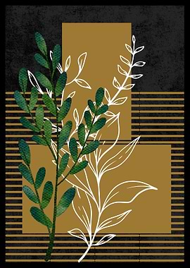 Green & Gold Botanical Art