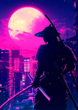 Samurai Cyberpunk Cityscape