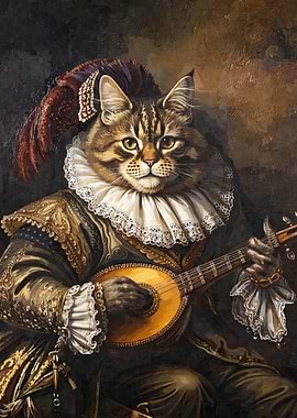 Cat Musician Portrait