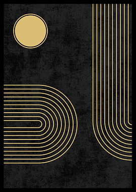 Gold Lines Abstract Art