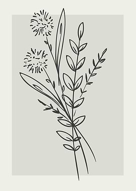 Minimalist Floral Line Art