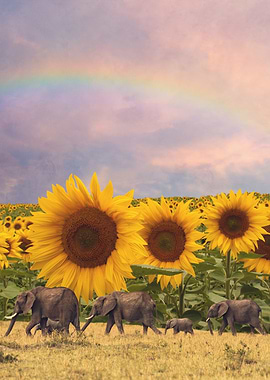 Elephants and Sunflowers