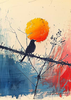Bird on Barbed Wire