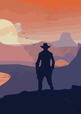 Lone Cowboy Silhouettem-red dead redemption