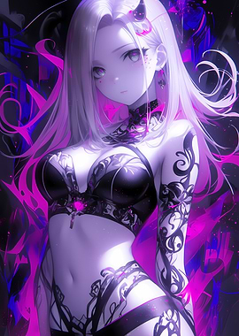 Anime Girl with Horns Gaming