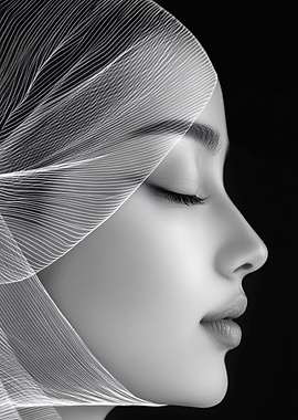 Woman in Veil, Black and White