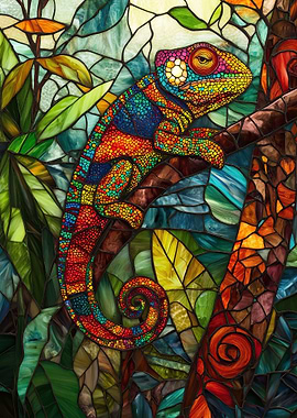 Stained Glass Chameleon