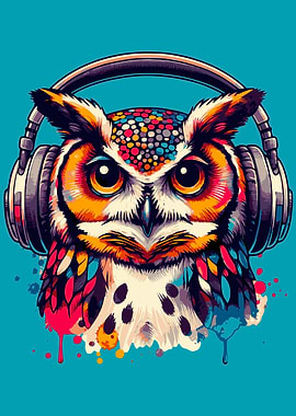 Owl with Headphones