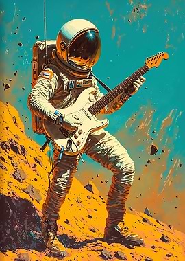 Astronaut Guitar Music Mid Century