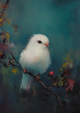 White Bird on Branch