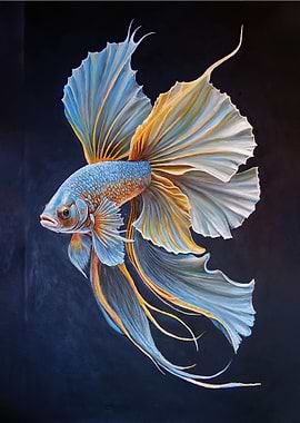 Blue and Gold Betta Fish