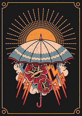 Retro umbrella illustration