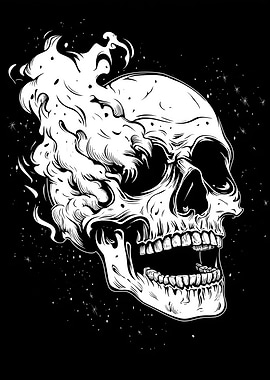 Flaming Skull Illustration