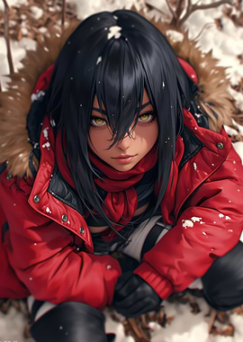 Anime Girl in Winter Gaming