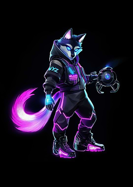 Cyberpunk Wolf Character