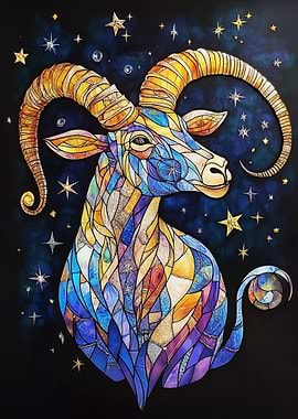 Aries Zodiac Mosaic