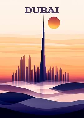 Dubai Skyline Sunset