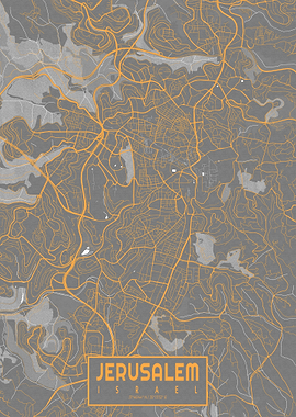 Jerusalem City Map Israel Bauhaus