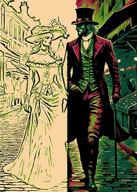 Victorian Couple in City Street