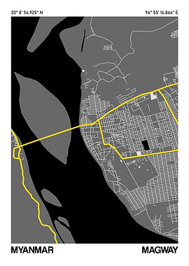 Magway City Street Map