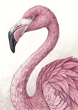 Pink Flamingo in Pink Hue Bird Wall Art