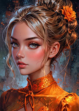 Portrait of a Woman in Orange - Abby