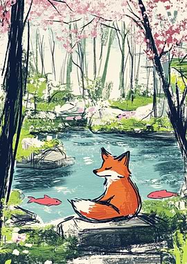 Fox by the Stream