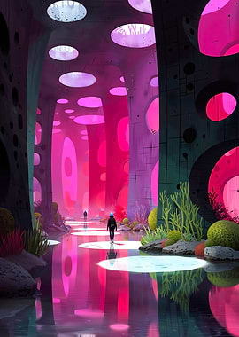 Pink Cave with Waterway